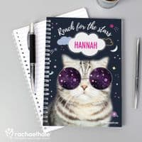Personalised Rachael Hale Space Cat A5 Notebook