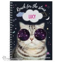 Personalised Rachael Hale Space Cat A5 Notebook