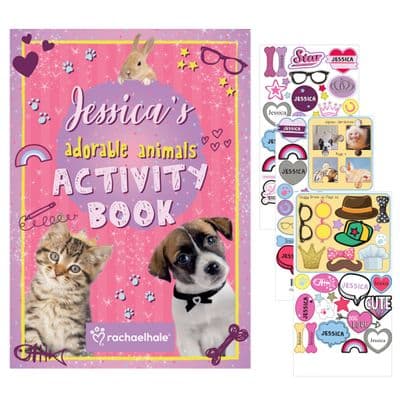 Personalised Rachel Hale Adorable Animals Sticker & Activity Book