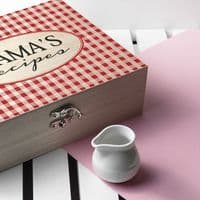 Personalised Red Gingham Recipe Box