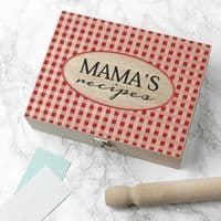 Personalised Red Gingham Recipe Box