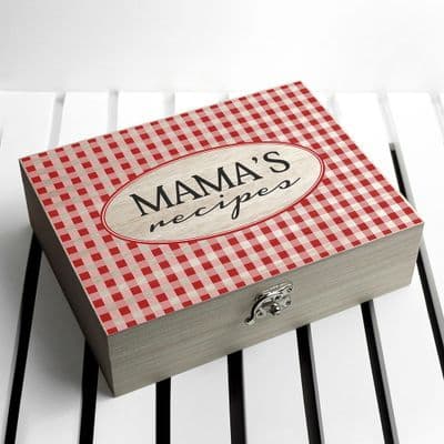 Personalised Red Gingham Recipe Box