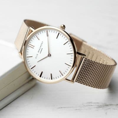 Personalised Rose Gold Mesh Strap Watch