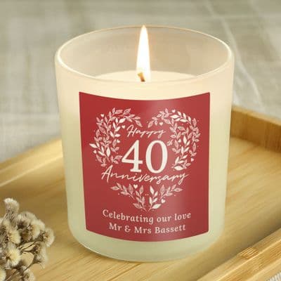 Personalised Ruby Wedding Anniversary Candle Jar