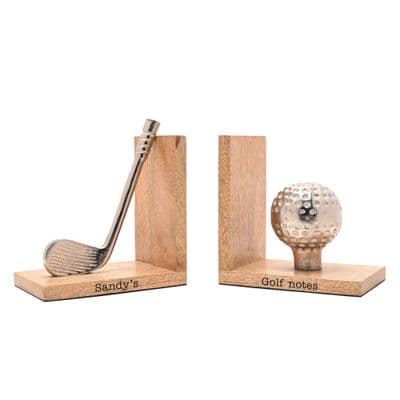 Personalised Rustic Wooden Golf Bookends