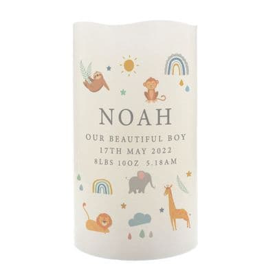 Personalised Safari Animals LED Candle Night Light
