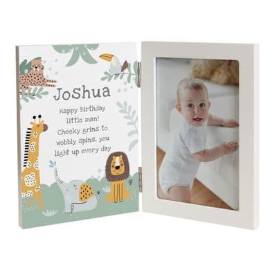 Personalised Safari Animals Wooden Hinged Photo Frame