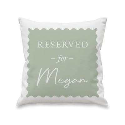 Personalised Sage Green Reserved For Cushion