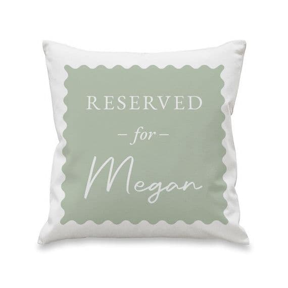 Personalised Sage Green Reserved For Cushion