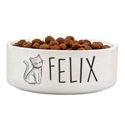 Personalised Scribble Cat Medium Pet Bowl