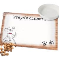 Personalised Scribble Dog Pet Bowl Mat