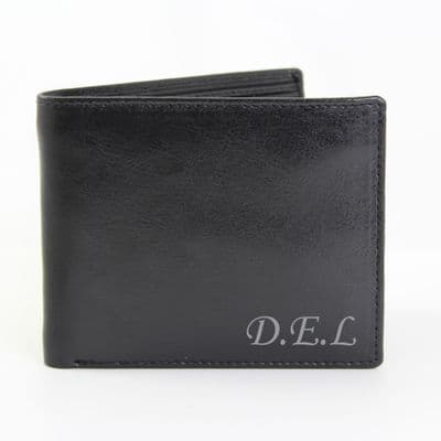 Personalised Script Font Black Leather Wallet