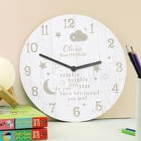 Personalised Shabby Chic Twinkle Twinkle Wooden Clock