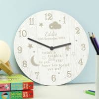 Personalised Shabby Chic Twinkle Twinkle Wooden Clock