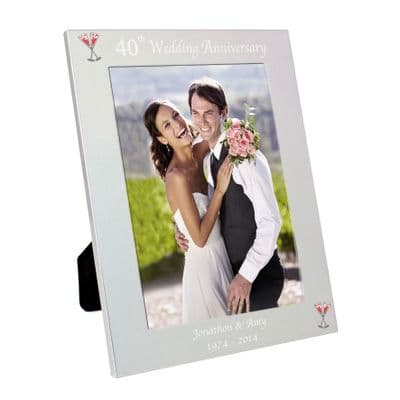 Personalised Silver 40th Wedding Anniversary Photo Frame