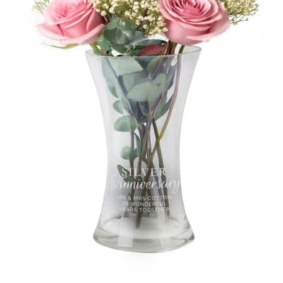 Personalised Silver Anniversary Glass Vase