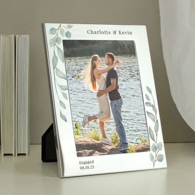 Personalised Silver Botanical Photo Frame