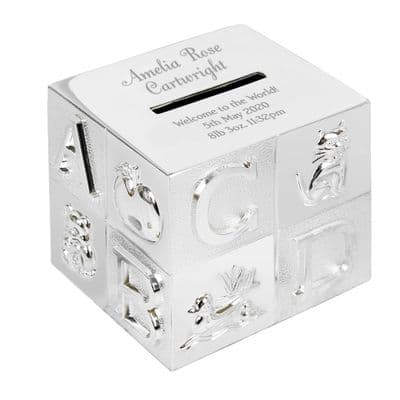 Personalised Silver Plated Big Name ABC Money Box