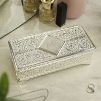 Personalised Silver Plated Decorative Jewellery Box