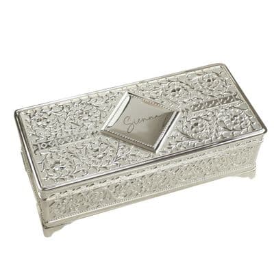 Personalised Silver Plated Decorative Jewellery Box