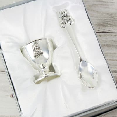 Personalised Silver Plated Egg Cup & Spoon