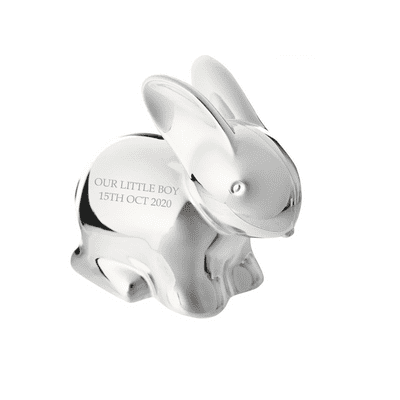 Personalised Silver Plated Rabbit Money Box