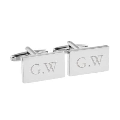 Personalised Silver Plated Rectangle Cufflinks