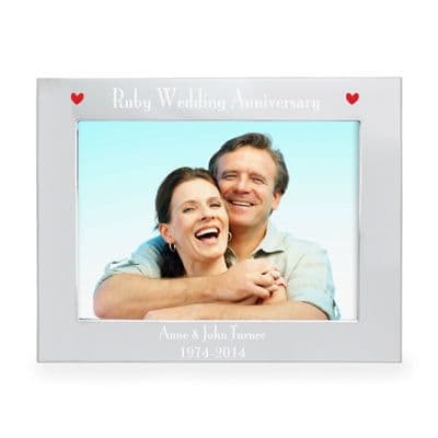 Personalised Silver Ruby Anniversary Landscape Photo Frame