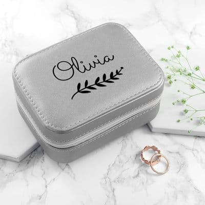 Personalised Silver Wreath Travel Jewellery Case