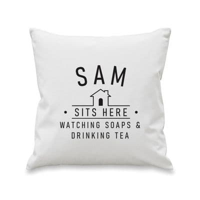 Personalised Sits Here Cushion