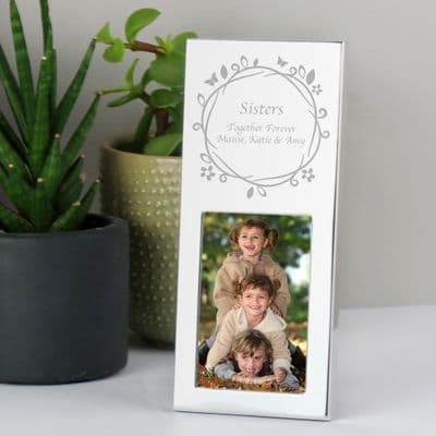 Personalised  Small Butterfly Swirl Silver Photo Frame