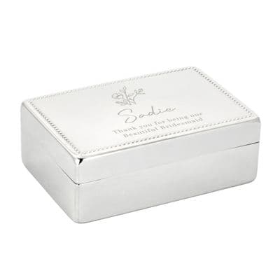 Personalised Small Floral Silver Jewellery Box