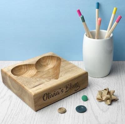 Personalised Solid  Oak Trinket Dish