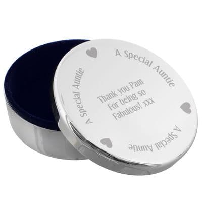 Personalised Special Auntie Round Trinket Box