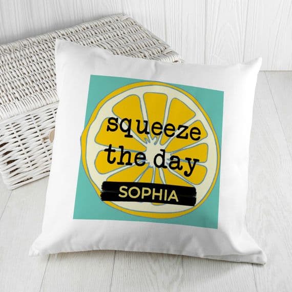 Personalised Squeeze The Day Cushion Cover