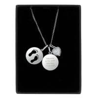 Personalised Sterling Silver & cubic Zirconia Heart Footprints Necklace