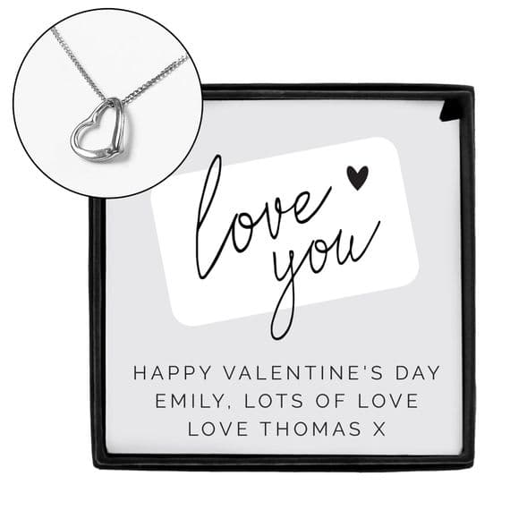 Personalised Sterling Silver I Love You Heart Necklace