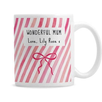 Personalised Striped Bow Mug