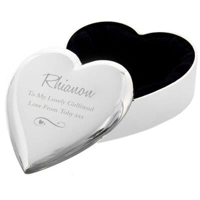Personalised Swirl & Heart Any Message Heart Trinket Box