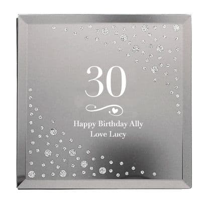 Personalised Swirl & Heart Diamante Trinket Box