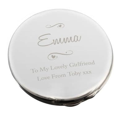 Personalised Swirls & Heart Compact Mirror