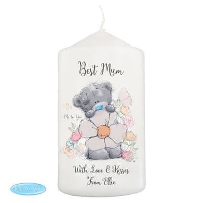 Personalised Tatty Teddy Floral Pillar Candle