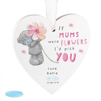 Personalised Tatty Teddy If... Flowers Were Wooden Heart Ornament