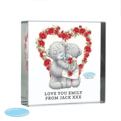 Personalised Tatty Teddy Rose Heart Crystal Token