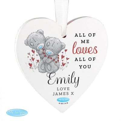 Personalised Tatty Teddy Valentine Wooden Heart Ornament