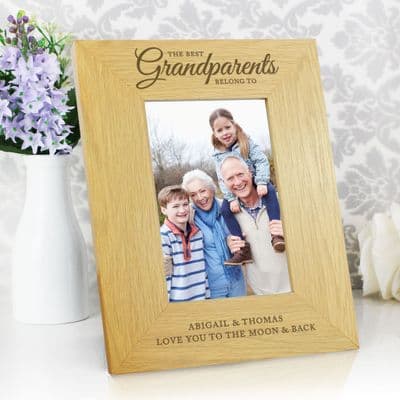 Personalised The Best Grandparents Oak Finish Photo Frame