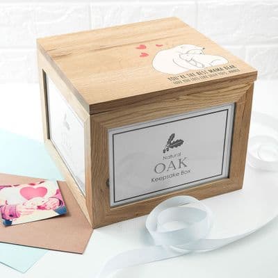 Personalised The Best Mama Bear Large Oak Photo Cube Box