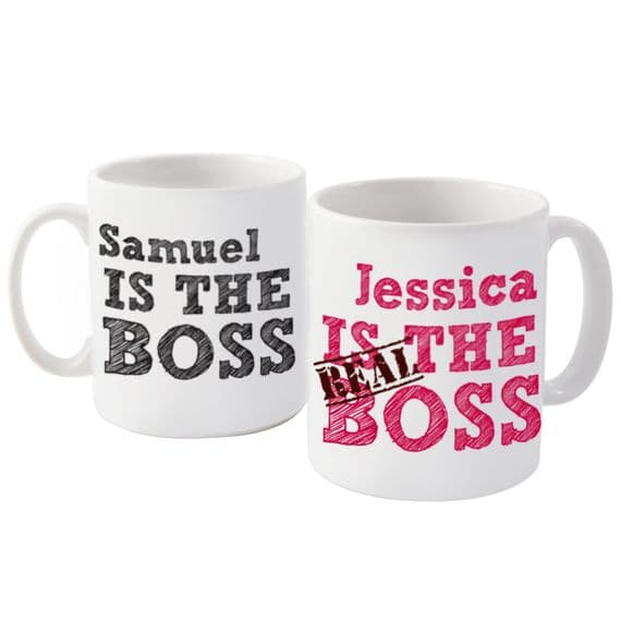 Personalised The Real Boss Sketch Mug Set
