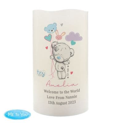 Personalised Tin Tatty Teddy Dream Big Pink Nightlight LED Candle