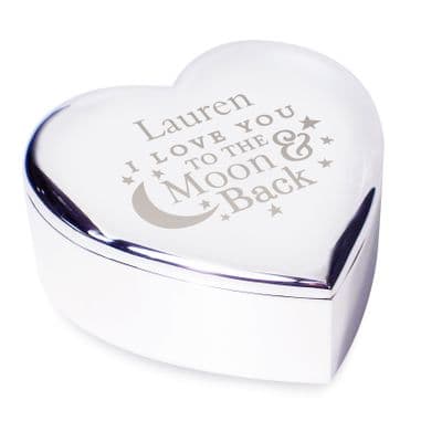 Personalised To The Moon And Back Heart Trinket Box